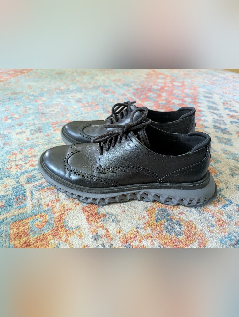 Cole Haan C42075 Men's 11.5 M Zerogrand Wing Oxfords Black Leather Sneaker Soles
